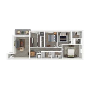 Terrace View 3x3 Apartment 3D