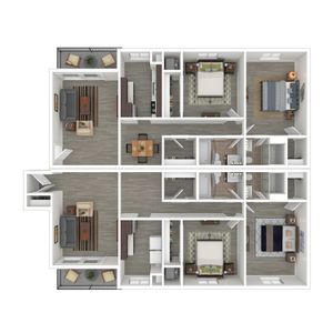 Terrace View 4x4 Apartment 3D