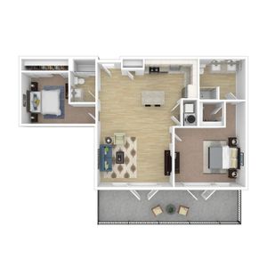 Carnegie- 2x2-2B.3 - 3D Floorplan