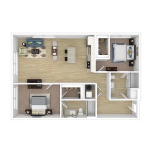 Clairton - 2x2-2B.2 - 3D Floorplan