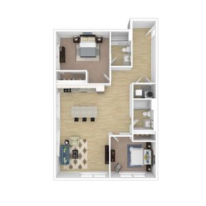 Homestead - 2x2-2B.1 - 3D Floorplan