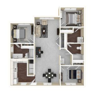 VOM V3-1 3B2B Furnished Floorplan