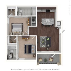The Reef - Two-Bedroom Floorplan