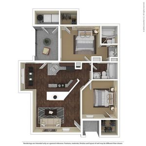 2 Bedroom Floor Plan | Apartments For Rent In Chandler, AZ | Arches at Hidden Creek Apartments