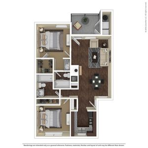 2 Bedroom Floor Plan | Apartments For Rent In Chandler, AZ | Arches at Hidden Creek Apartments