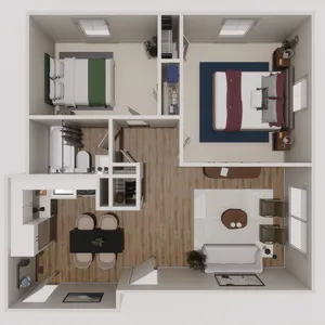 Two-bedroom apartment floor plan at Westgate Arms in Salem, NH