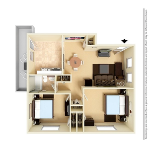 ChestnutRun 2BD 1Bath 820sqft-