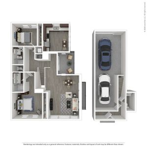 B1 Floorplan With Tandem Garage
