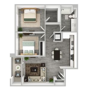 Two-Bedroom, One-Bathroom Apartment