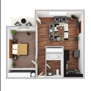 1 Bedroom 1 bath 3d floor plan