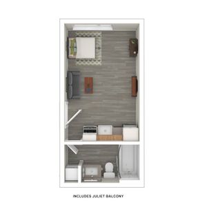 3D Furnished Floor Plan Studio B