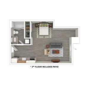 3D Furnished Floor Plan Studio D