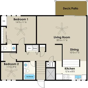 2 bdrm 1.5 bath - 116