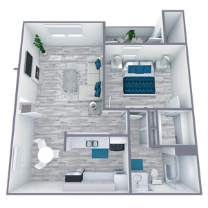 A3 Classic floor plan featuring 1 bedroom 1 bathroom