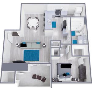 A2 Renovated floor plan featuring 1 bedroom 1 bathroom
