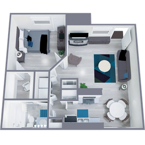 A2 Renovated floor plan featuring 1 bedroom 1 bathroom