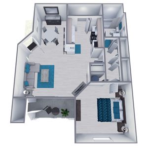 A2 Classic floor plan featuring 1 bedroom 1 bathroom