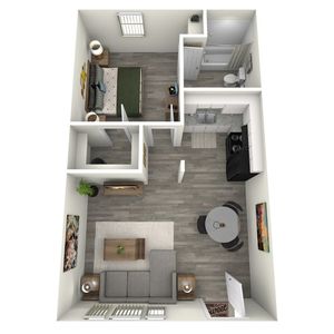 A1 Classic floor plan featuring 1 bedroom 1 bathroom