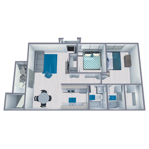 B1 Classic floor plan featuring 2 bedrooms 2 bathrooms