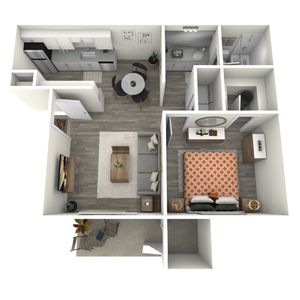 A2 Renovated floor plan featuring 1 bedroom 1 bathroom