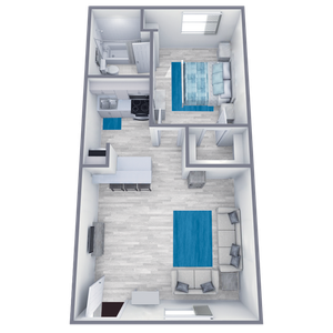 A1 Renovated floor plan featuring 1 bedroom 1 bathroom