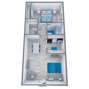 A1 Upgrade floor plan featuring 1 bedroom 1 bathroom