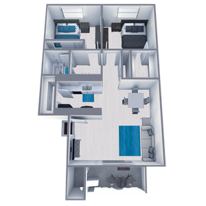 B1 Renovated floor plan featuring 2 bedrooms 1 bathroom
