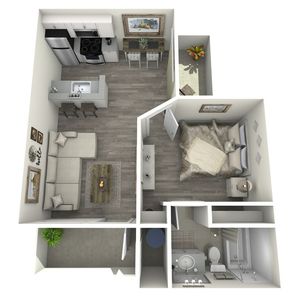 A1 Classic floor plan featuring 1 bedroom 1 bathroom