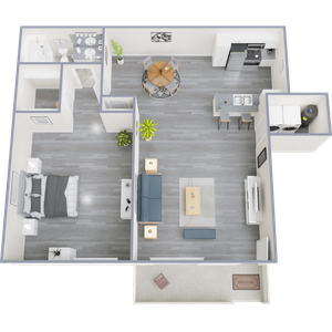 A1 Renovated floor plan featuring 1 bedroom 1 bathroom