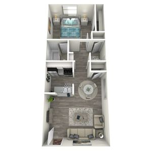A1 Renovated floor plan featuring 1 bedroom 1 bathroom