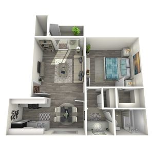 A2 Classic floor plan featuring 1 bedroom 1 bathroom