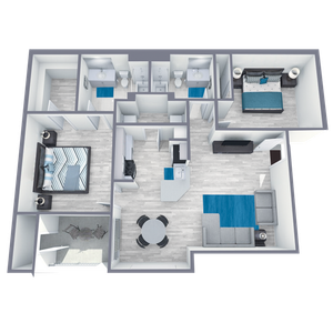 B2 Upgrade floor plan featuring 2 bedrooms 2 bathrooms