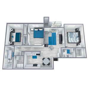 C1 Upgrade floor plan featuring 3 bed 2 bath