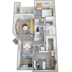 B1 Classic floor plan featuring 2 bedrooms 1 bathroom