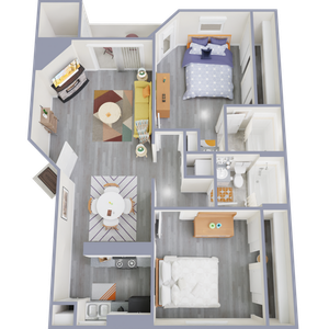 B2 Upgrade floor plan featuring 2 bedrooms 2 bathrooms