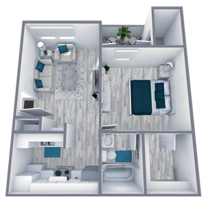 A2 Classic floor plan featuring 1 bedroom 1 bathroom
