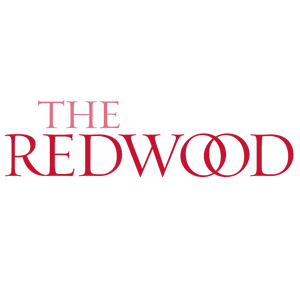 The Redwood logo in bold red typography.