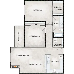 Two bed, One bath