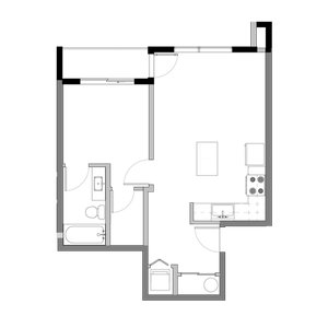 One Bedroom One Bathroom Plan D Floor Plan at The Edison in Reno, NV