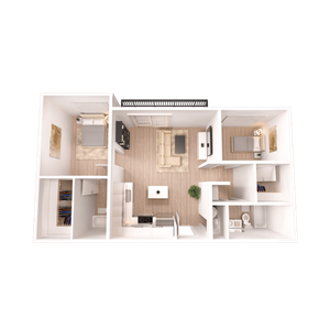Two Bedroom Two Bathroom Plan B Floor Plan at The Edison in Reno, NV