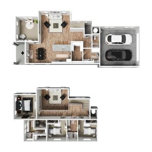 3x2.5  w/ Study Single Family | 3DF Floor Plan