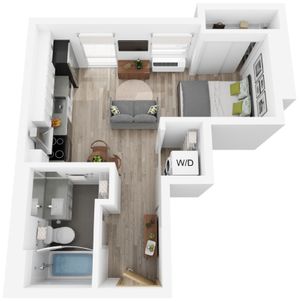 Plan L | studio, 1 bathroom