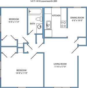 2-bed, 1-bath with washer/dryer