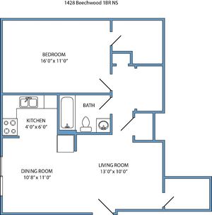 1-bed, 1-bath with laundry