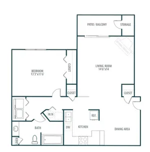 One bedroom floor plan