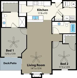 2 Bdrm Floor Plan | Woodland Reserve | Ankeny, Iowa
