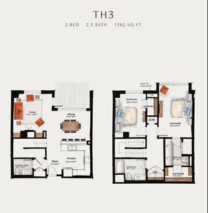 TH3 | 2 Bed 2.5 Bath 1,582 square feet