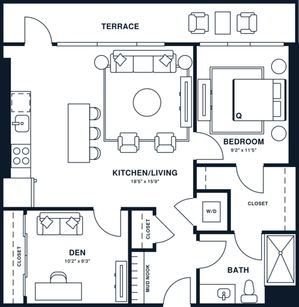 A14D | 1x1 den | 794 sq ft