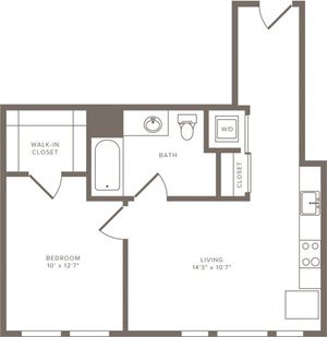 632 square foot one bedroom one bath floor plan image