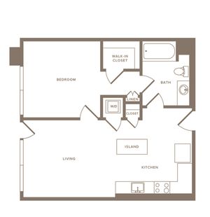 676 square foot one bedroom one bath floor plan image